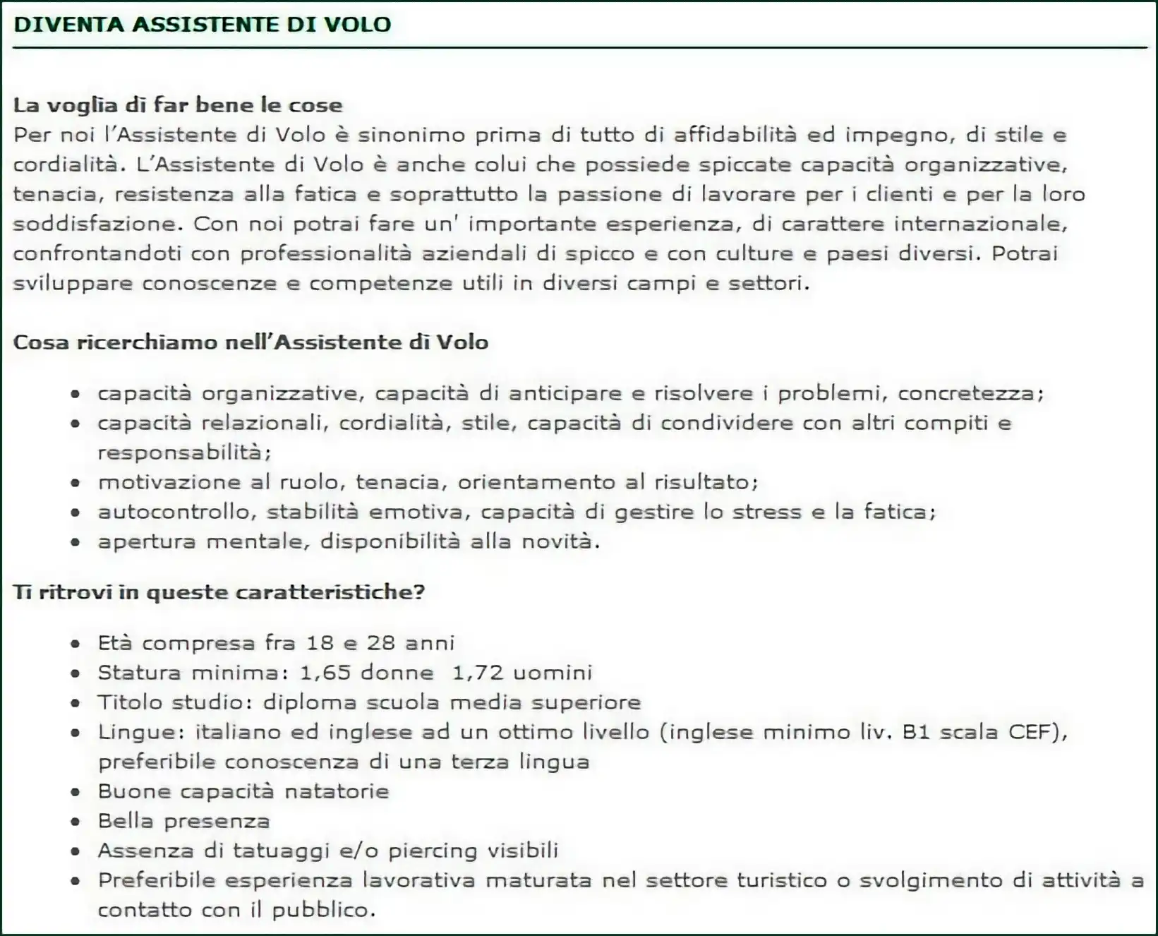 diventa assistente di volo